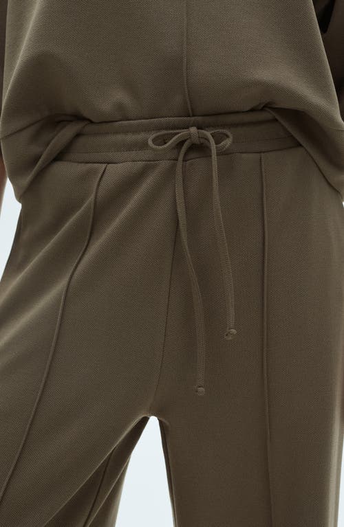 Mango Tie Waist Wide Leg Pants In Khaki Green