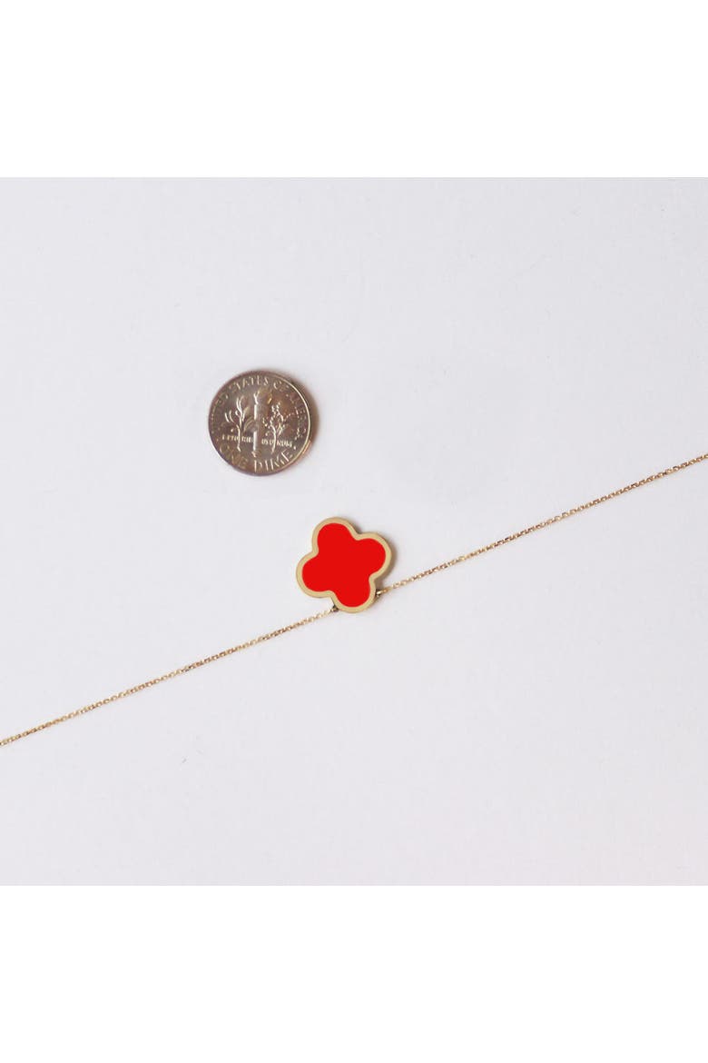 Extra Large Coral Single Clover Necklace, Alternate, color, Coral