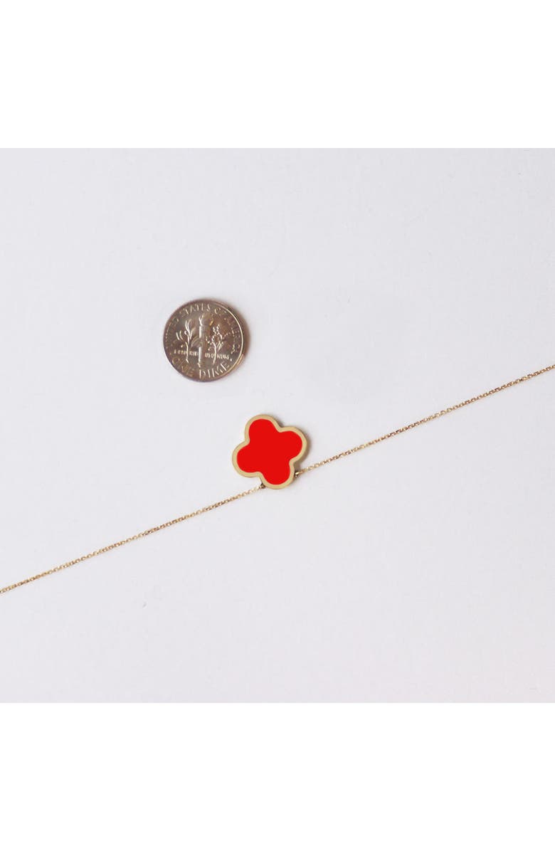 The Lovery Fine Jewelry Extra Large Coral Single Clover Necklace, Alternate, color, Coral