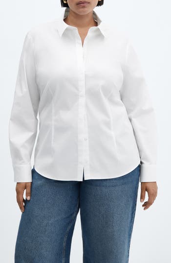 Mango Fitted Stretch Cotton Button-up Shirt