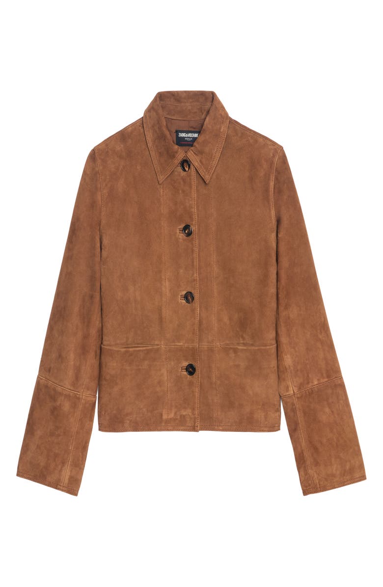 Zadig & Voltaire Lessa Suede Jacket, Alternate, color, Cognac
