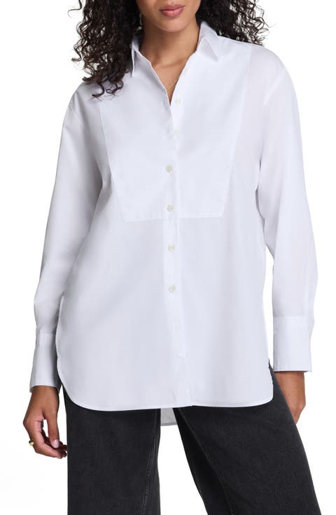 Bibbed Tuxedo Cotton Poplin Button-Up Shirt