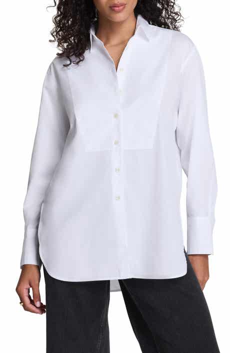 SPANX® Bibbed Tuxedo Cotton Poplin Button-Up Shirt
