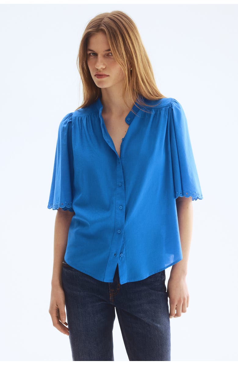 H&M Cotton-blend blouse, Alternate, color, Blue