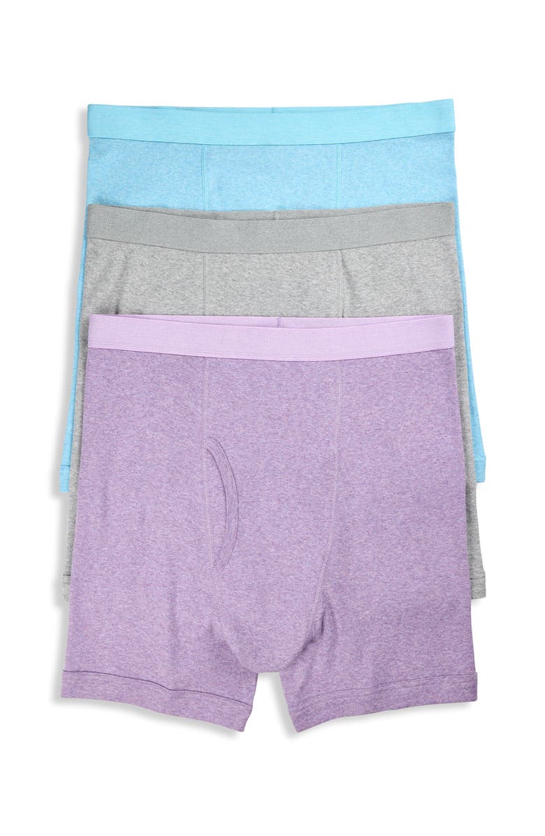 Harbor Bay by DXL Big & Tall 3-pk Heathered Boxer Briefs, Main, color, Lilac Breeze