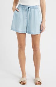 beachlunchlounge Toney Tie Waist Chambray Shorts