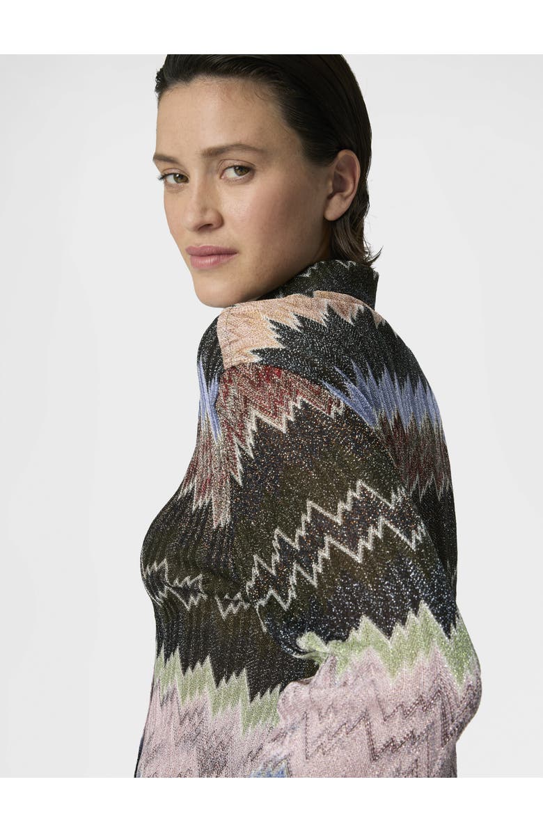 Missoni Snake-pattern Viscose Lamé Shirt, Alternate, color, Green& Brown