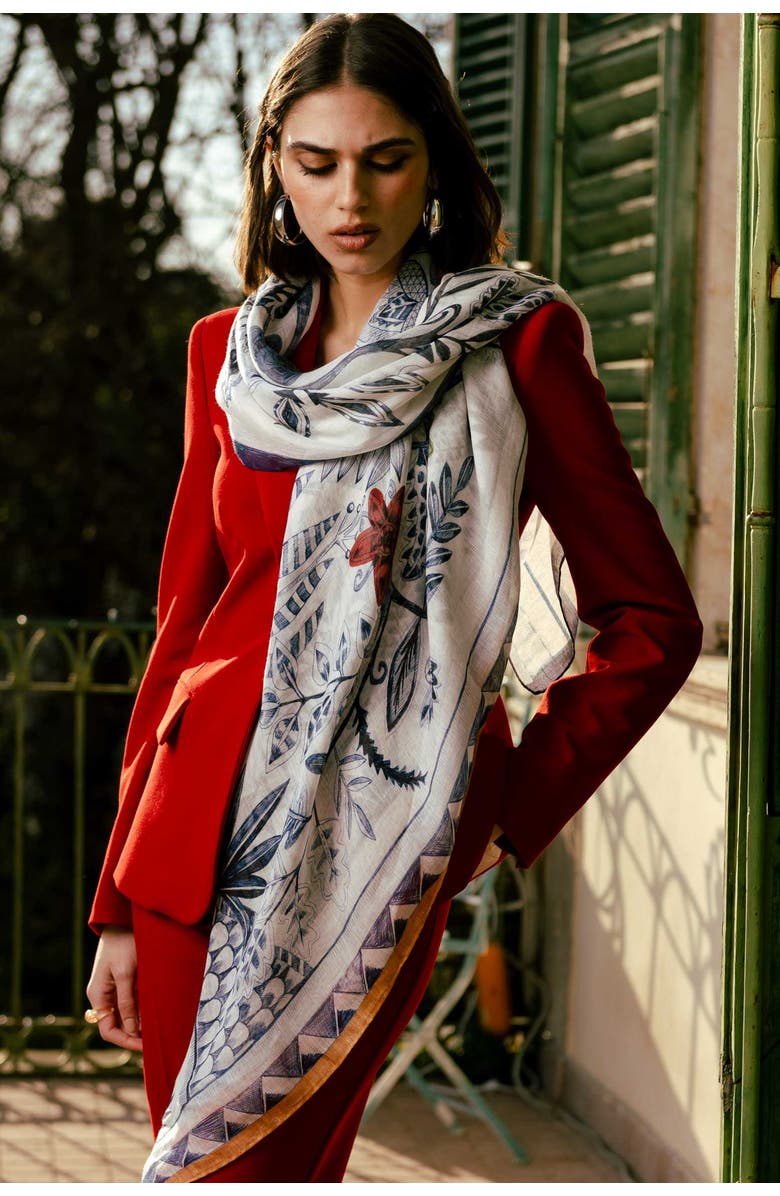 Elizabetta Vita - Linen Blend Scarf Shawl, Alternate, color, Blue