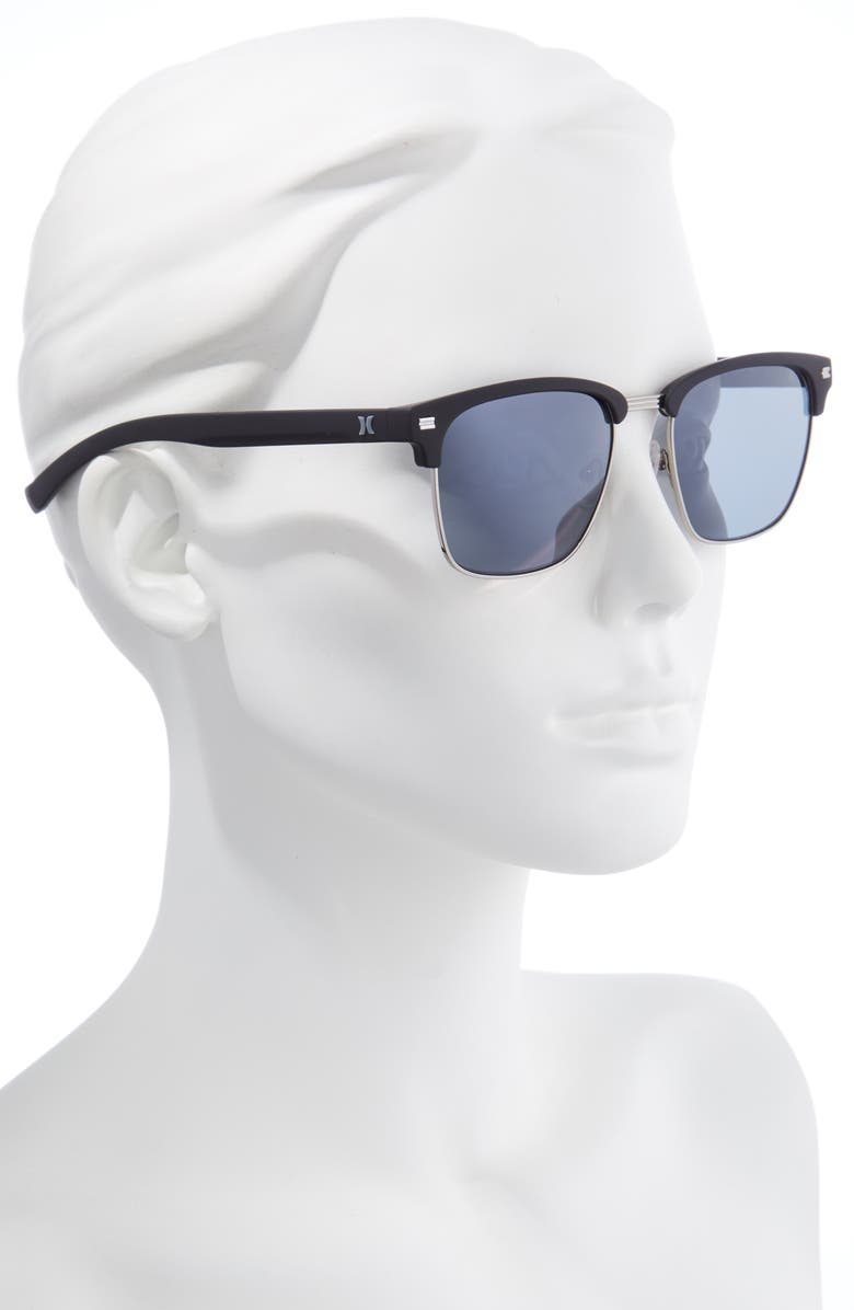 Hurley Halfway 56mm Polarized Browline Sunglasses, Alternate, color,