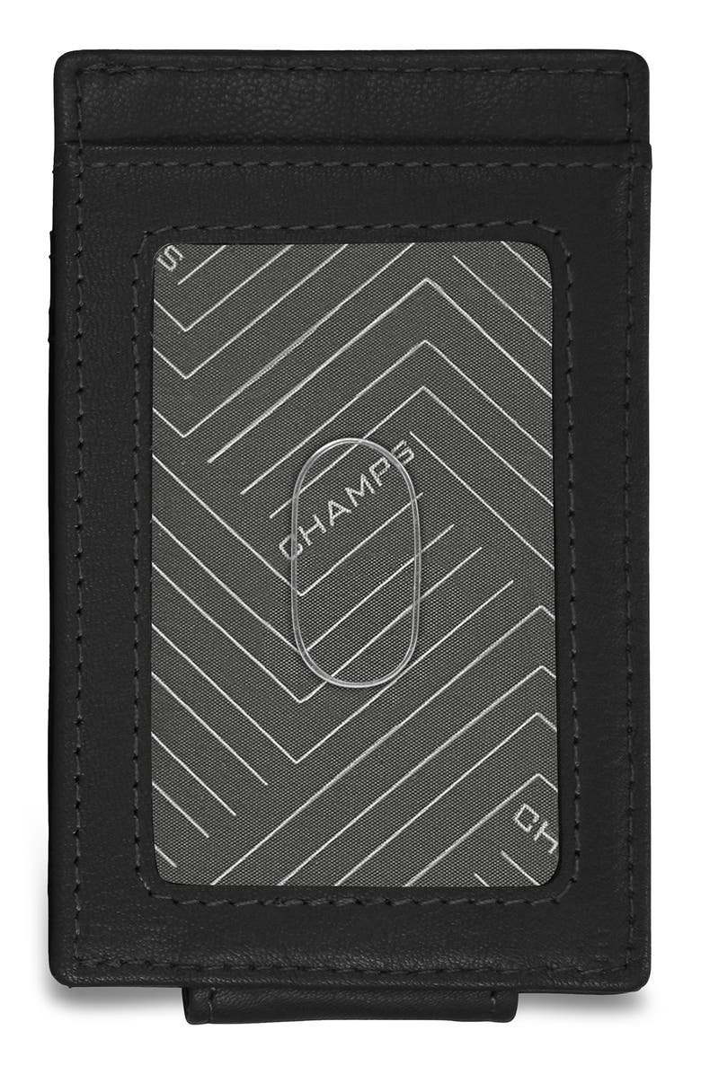 CHAMPS Leather Magnetic RFID Card Case, Alternate, color, Black