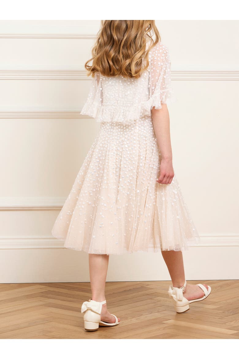 Dappled Sequin Short Cape Kids DressLittle Kid, Big Kid, Alternate, color, Cream