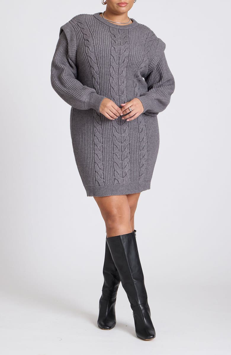 ELOQUII Cable Stitch Sweater Dress, Main, color, 