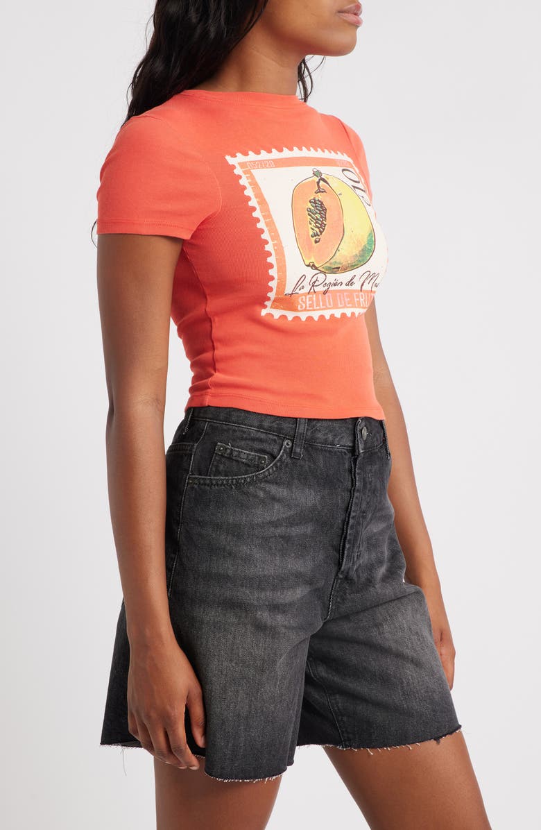 Topshop Papaya Cotton Graphic Baby Tee, Alternate, color, Red