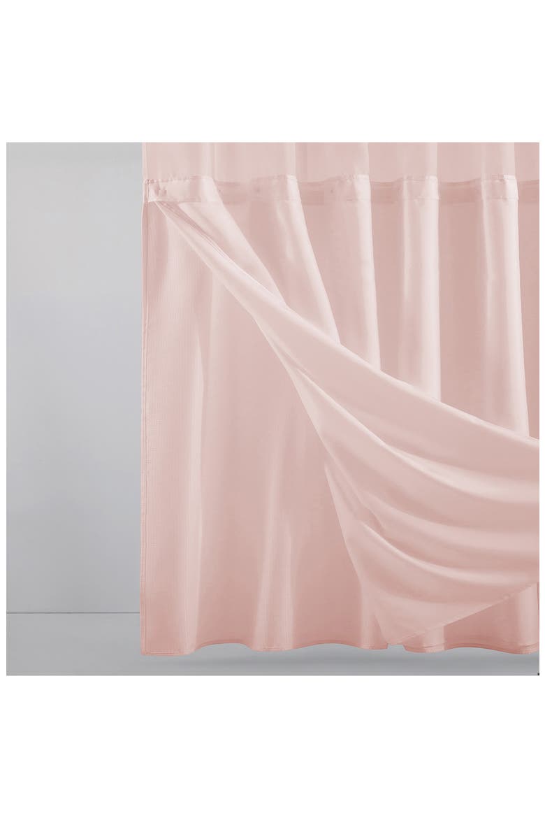 Waffle Weave Shower Curtain, Alternate, color, PINK