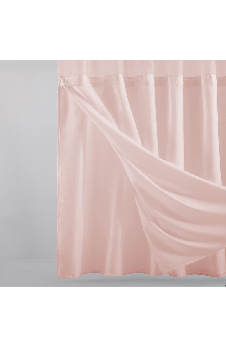 DAINTY HOME Waffle Weave Shower Curtain, Alternate, color, Pink