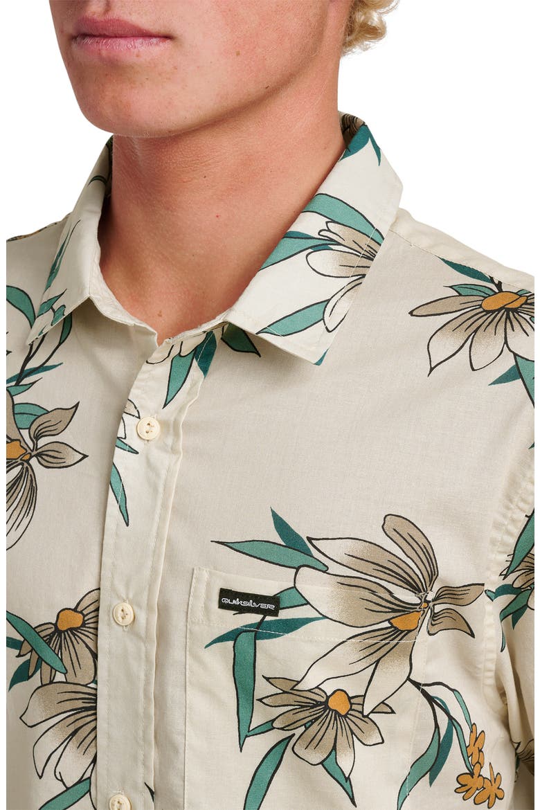 Costal Flora Classic Fit Floal Short Sleeve Cotton Button-Up Shirt, Alternate, color, MOONSTRUCK