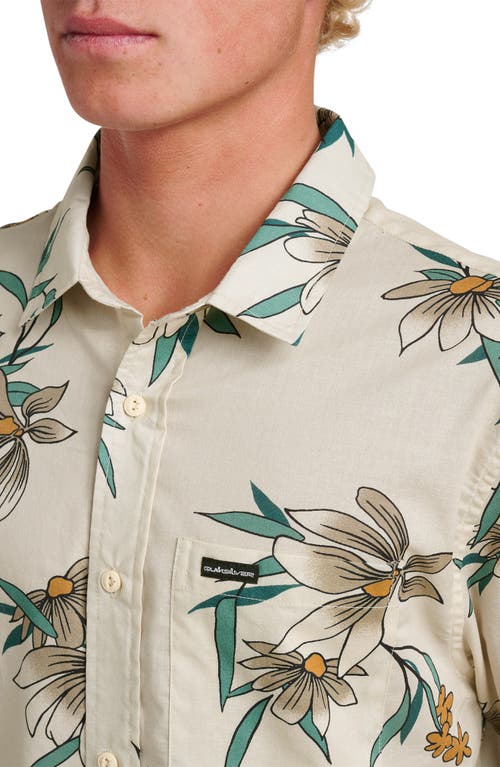 Quiksilver Costal Flora Classic Fit Floal Short Sleeve Cotton Button-up Shirt In Neutral