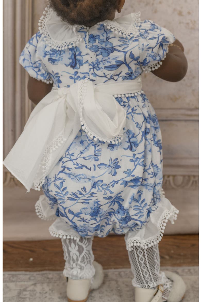 Jaylin Linen Romper, Alternate, color, Blue and White Flower Print