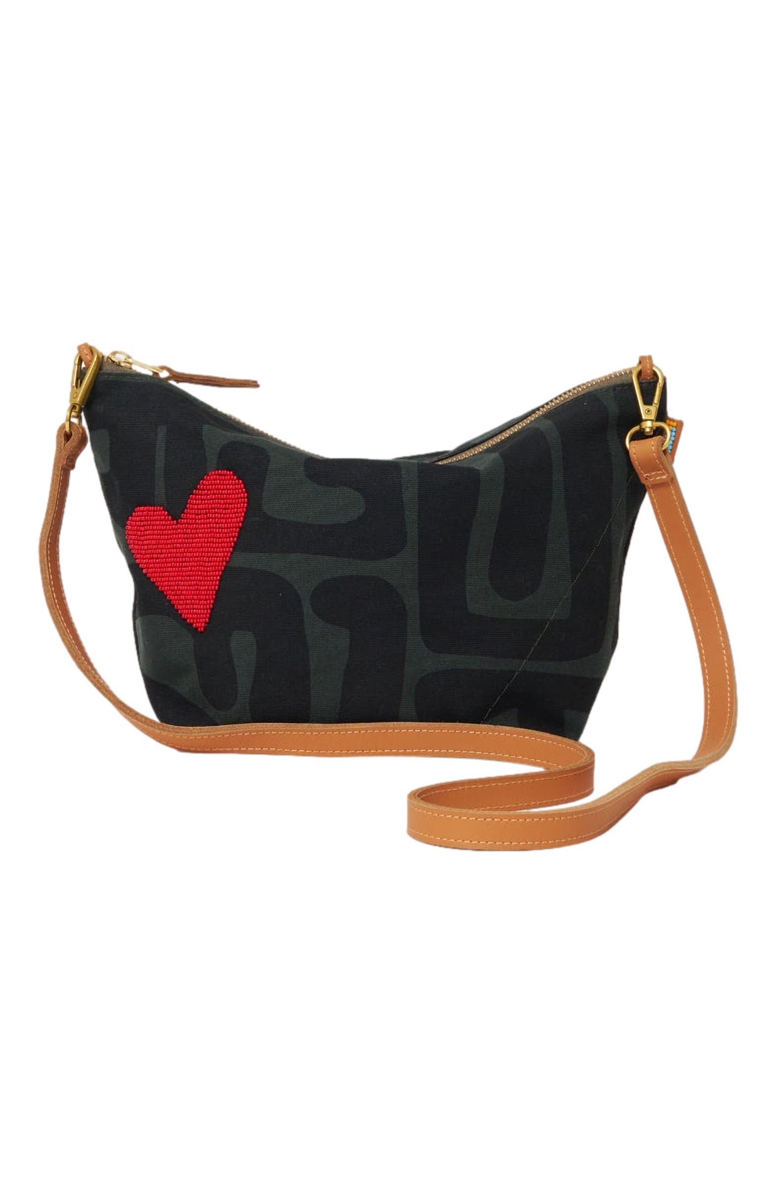 Ubuntu Life XLarge Convertible Pouch with Red Beaded Heart, Alternate, color, Safari Kuba