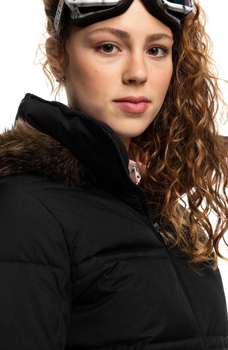 Roxy Quinn Insulated Snow Puffer Coat with Removable Faux Fur Trim, Alternate, color,