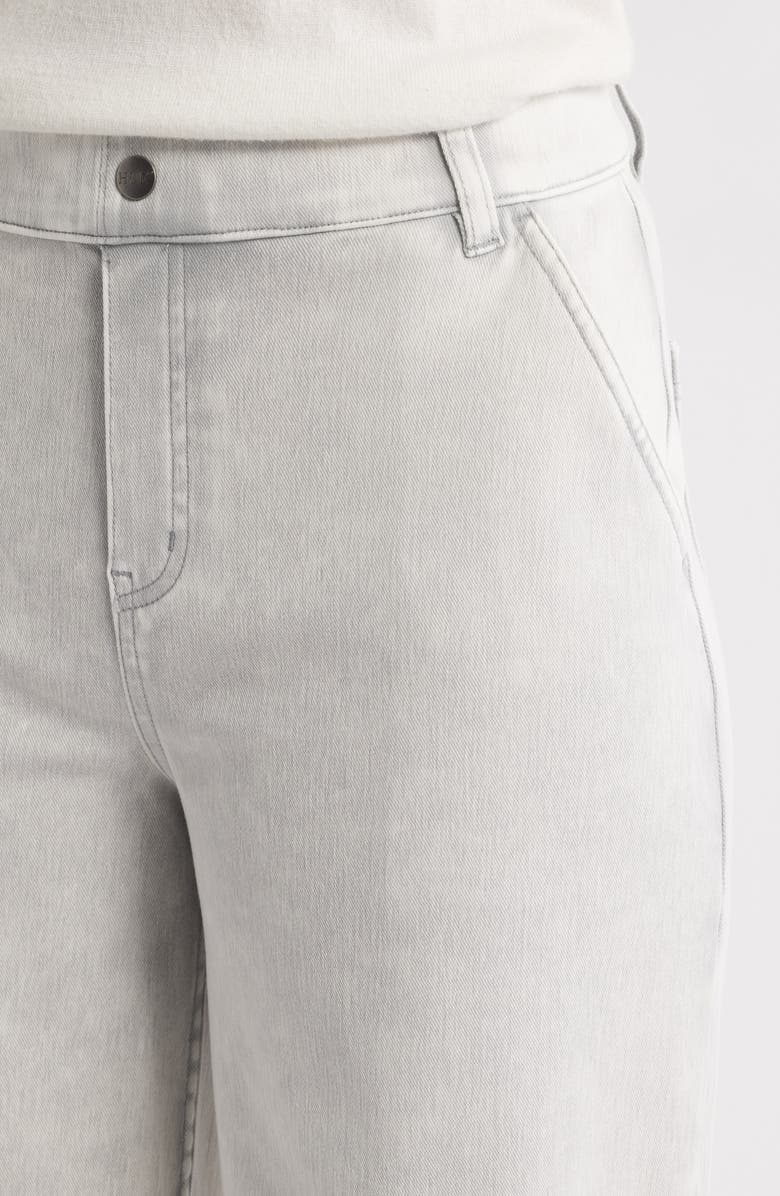 Hue Raw Hem Wide Leg Pull-On Denim Pants, Alternate, color, White Cloud Wash