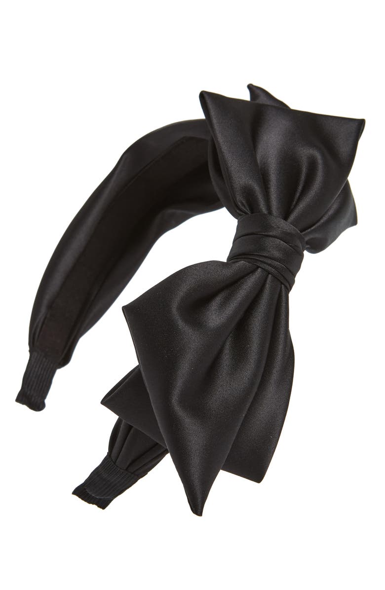 Cara Satin Bow Headband, Main, color,