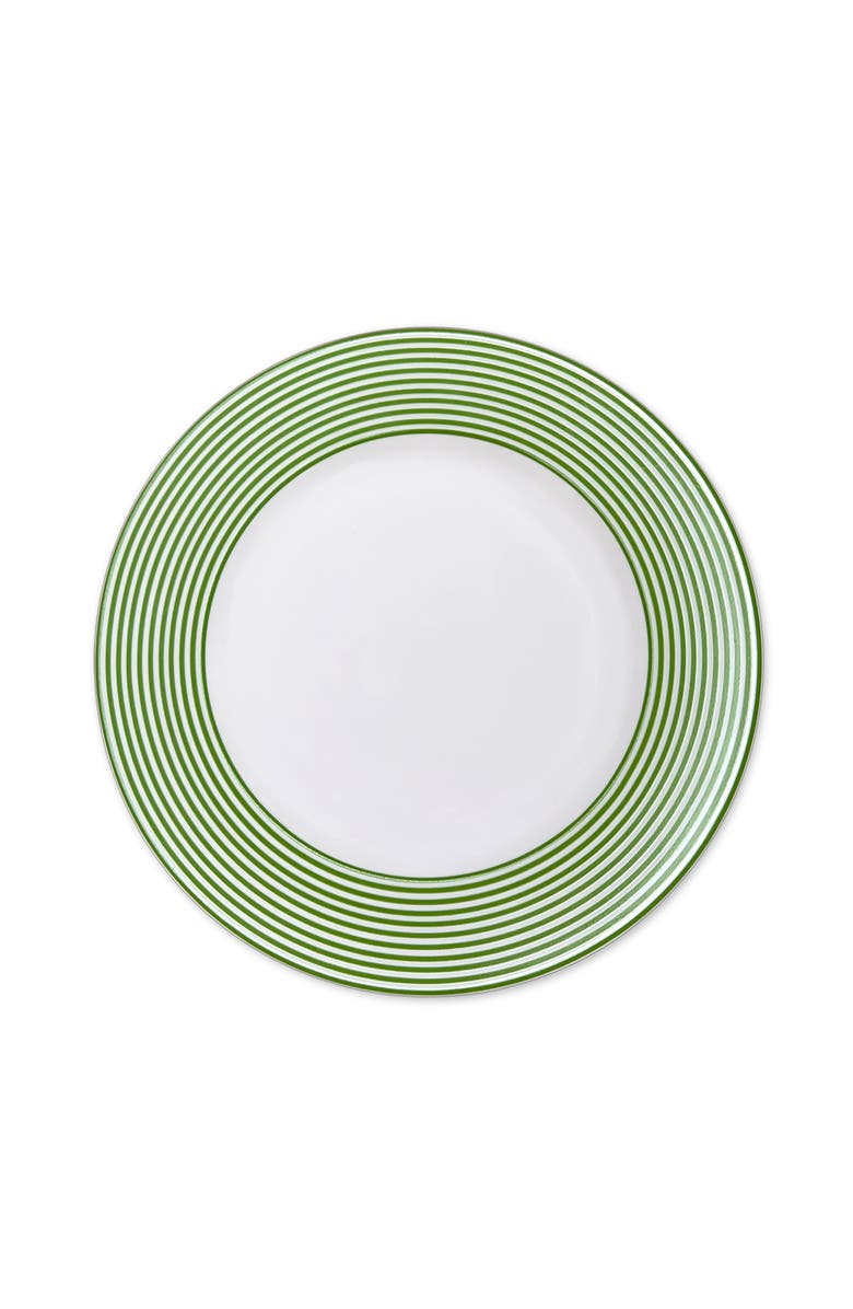 Caskata Newport Verde Stripe Dinner Plate - Porcelain - Set 4, Main, color, Green