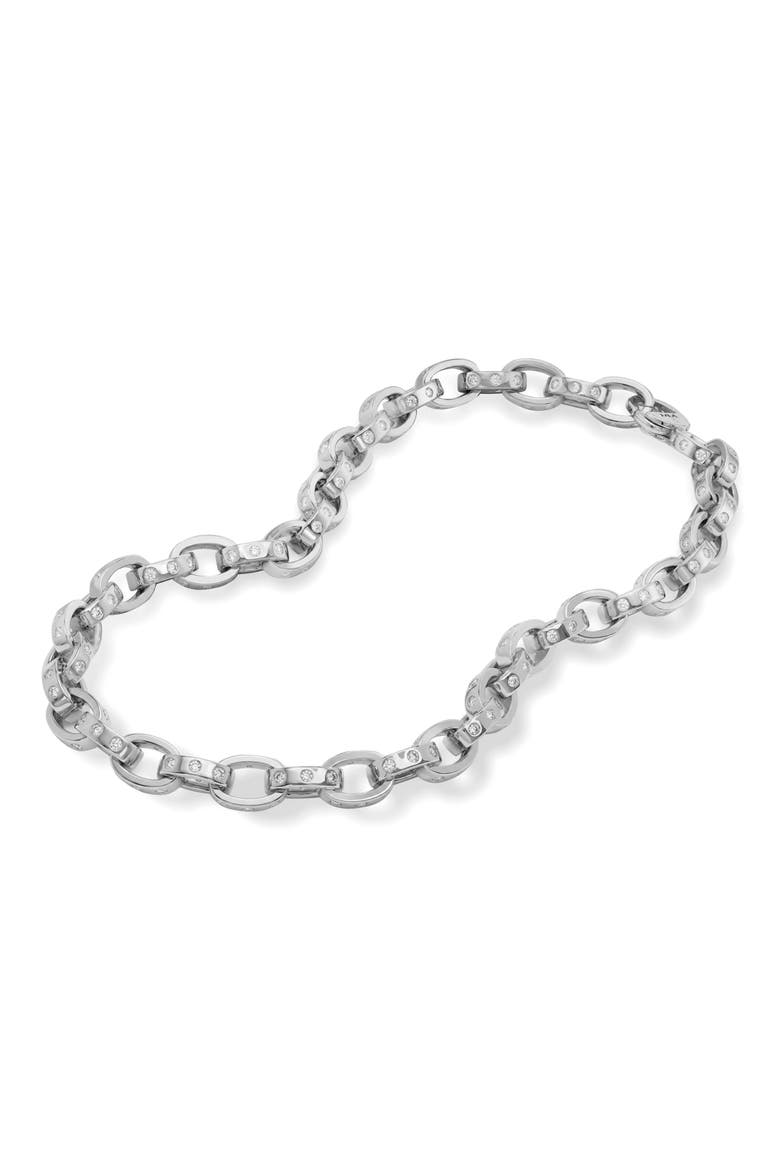 Ashley Cubic Zirconia Chain Link Necklace, Alternate, color, SILVER-WHITE