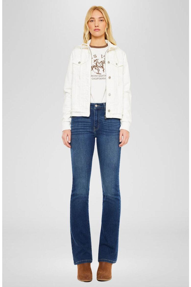 Eleni Rigid Denim Hooded Jacket, Alternate, color, White
