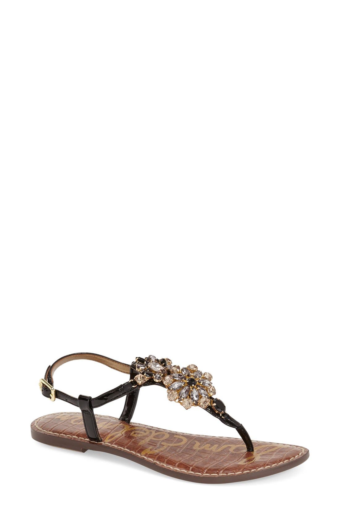 Sam Edelman 'Grayson' Crystal Flower Flat Sandal, Main, color, 