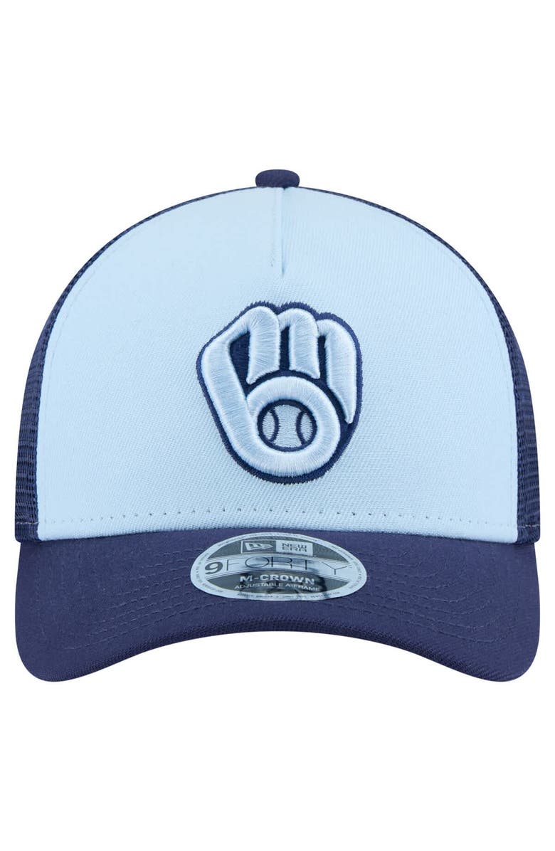 New Era Men's New Era Light Blue/Navy Milwaukee Brewers 2-Tone Color Pack 9FORTY Adjustable Trucker Hat, Alternate, color, 