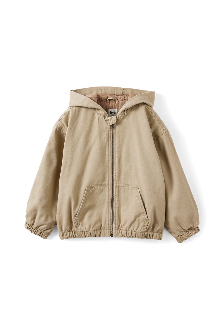 Kid's Hooded Bomber Jacket, Main, color, Semolina