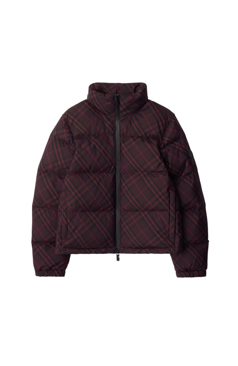 Burberry Check Ambleside Puffer Jacket, Alternate, color, Wine Red