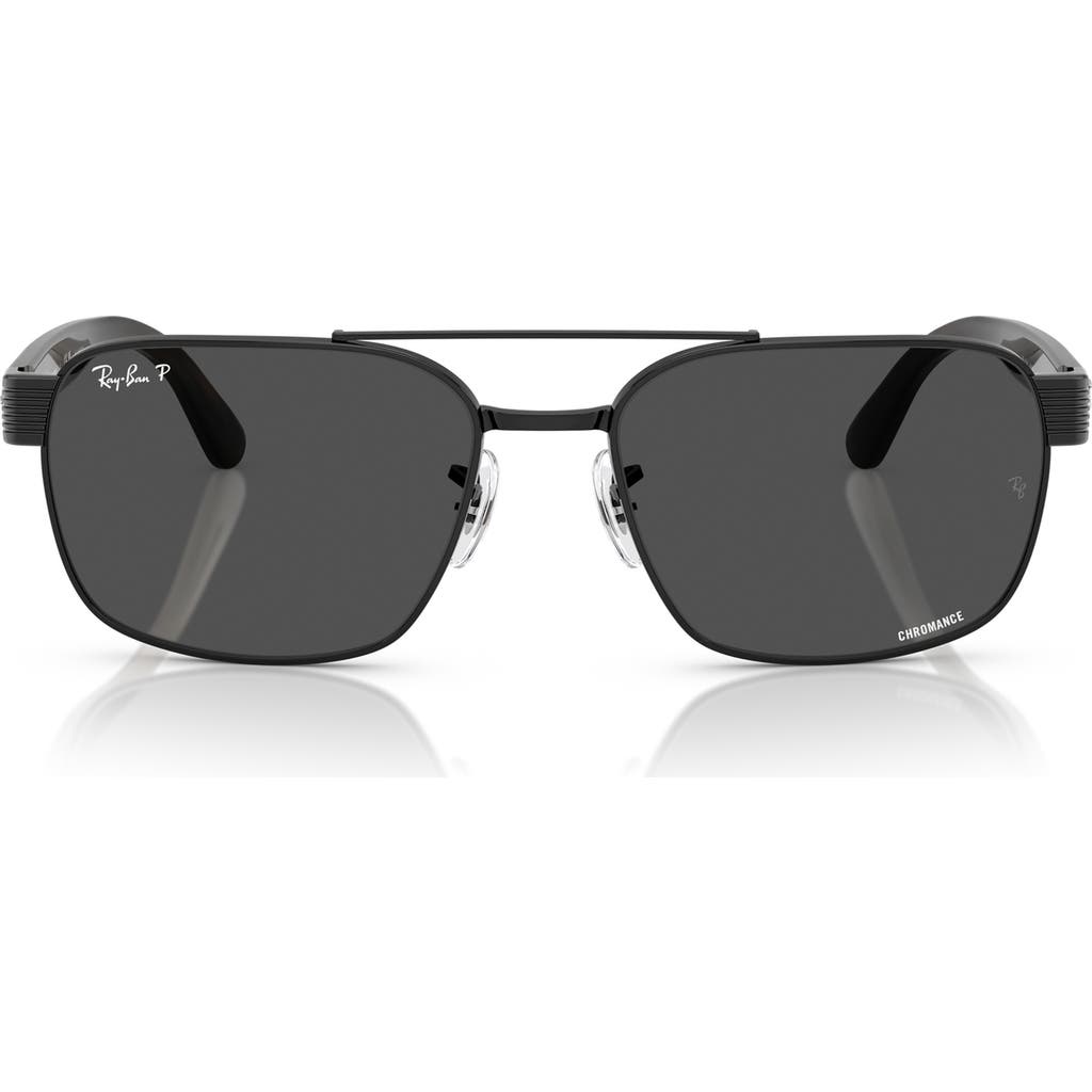 Ray Ban Ray-ban 61mm Chromance Polarized Square Sunglasses In Black