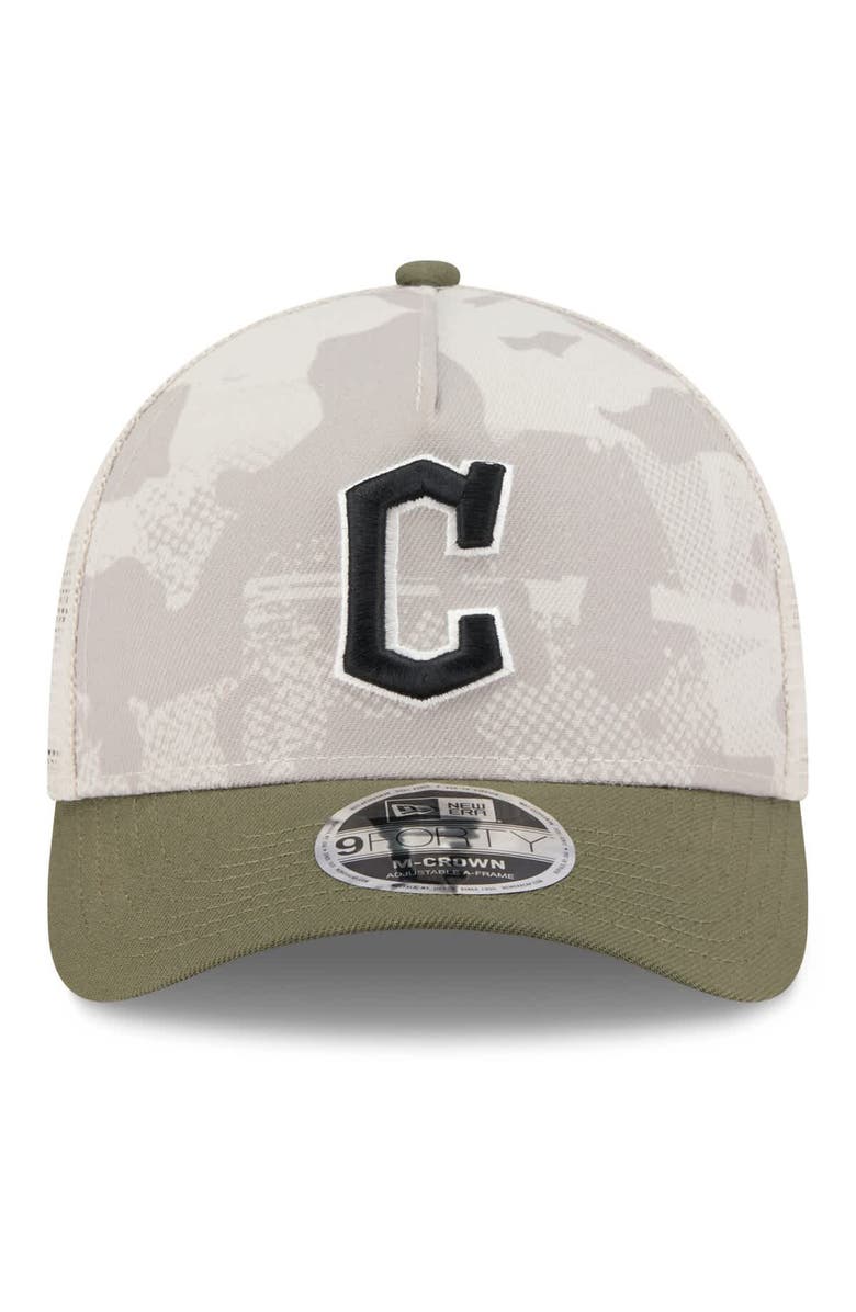 New Era Men's New Era Light Beige/Olive Cleveland Guardians 2025 Armed Forces Day 9FORTY M-Crown A-Frame Adjustable Hat, Alternate, color, Light Beige