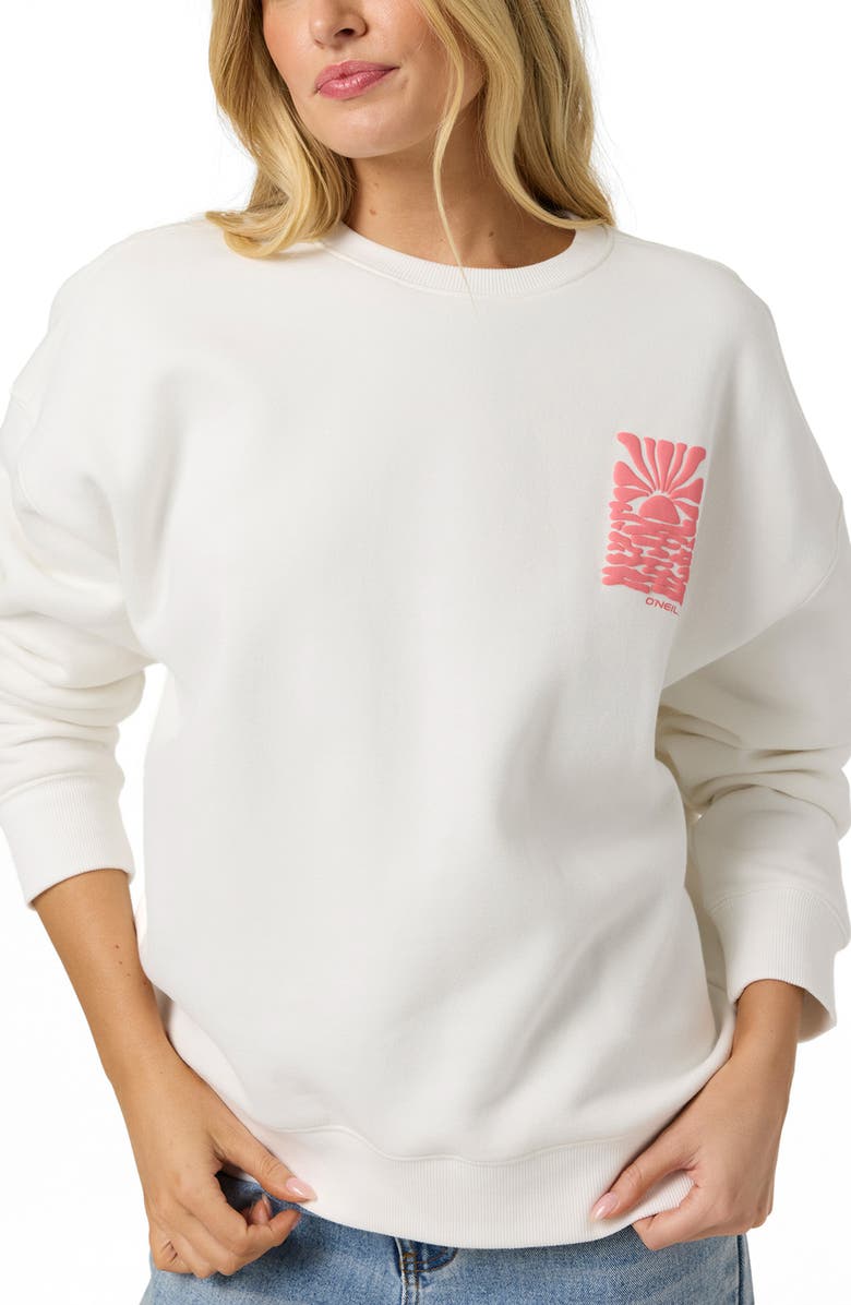 O'Neill Reflect Oversize Fleece Graphic Sweatshirt, Alternate, color, White
