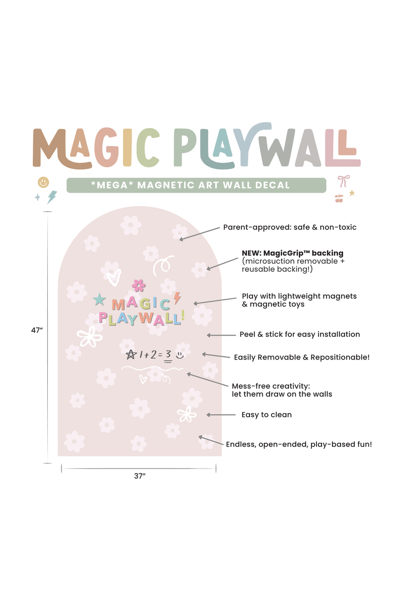 MEGA Magic Playwall Arch Magnetic Wall Decal, Alternate, color, Daisy
