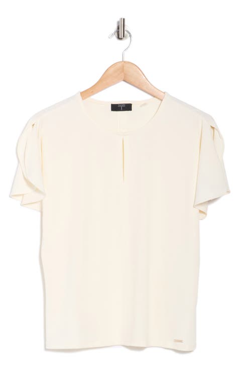 Keyhole Flutter Sleeve Jersey Top