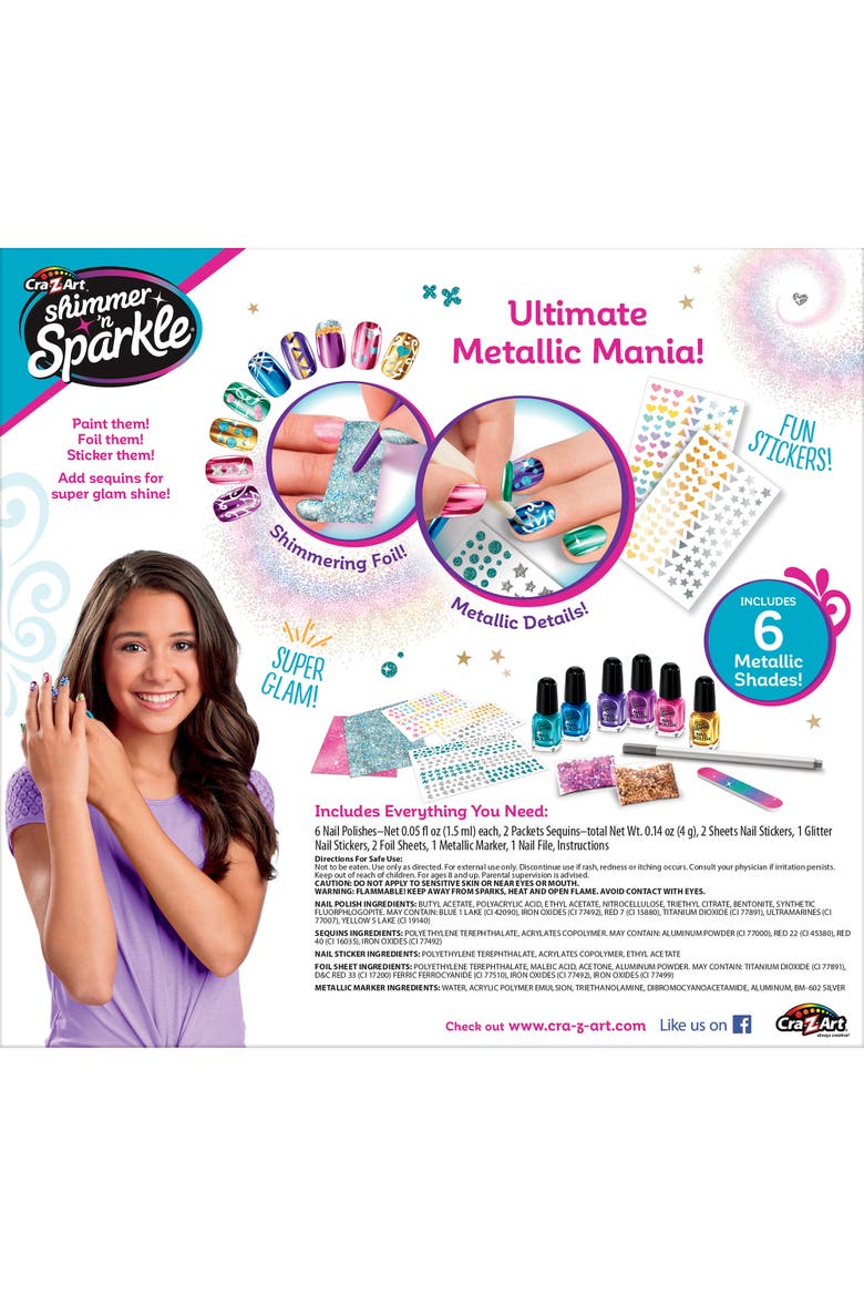 Shimmer N Sparkle Metallic Rainbow Nail Art Design Kit, Alternate, color, Multicolored
