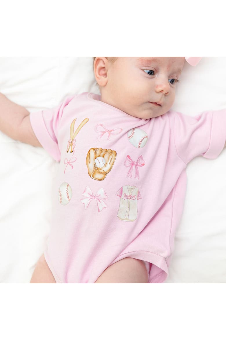 Baseball Cutie Short Sleeve Romper, Alternate, color, Ballet Pink