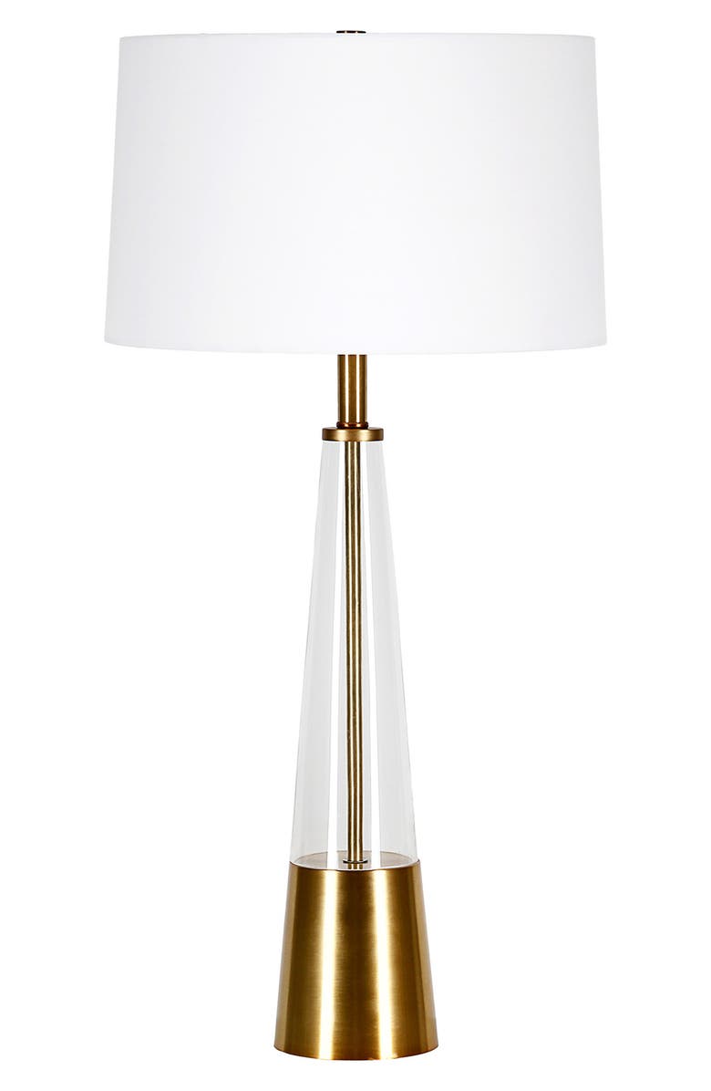 HUDSON AND CANAL Vivien Clear Glass and Brass Table Lamp, Main, color, 