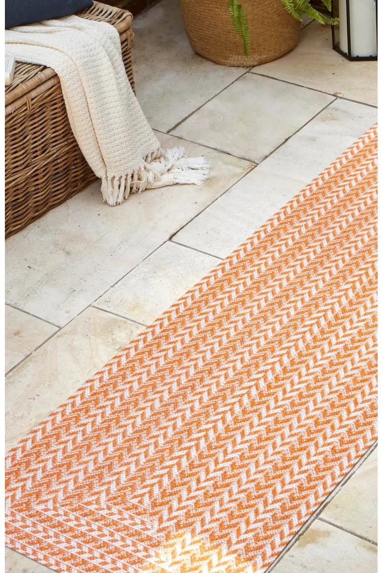 Chevron Modern Concentric Squares Indoor/Outdoor Area Rug, Alternate, color, Orange/Cream