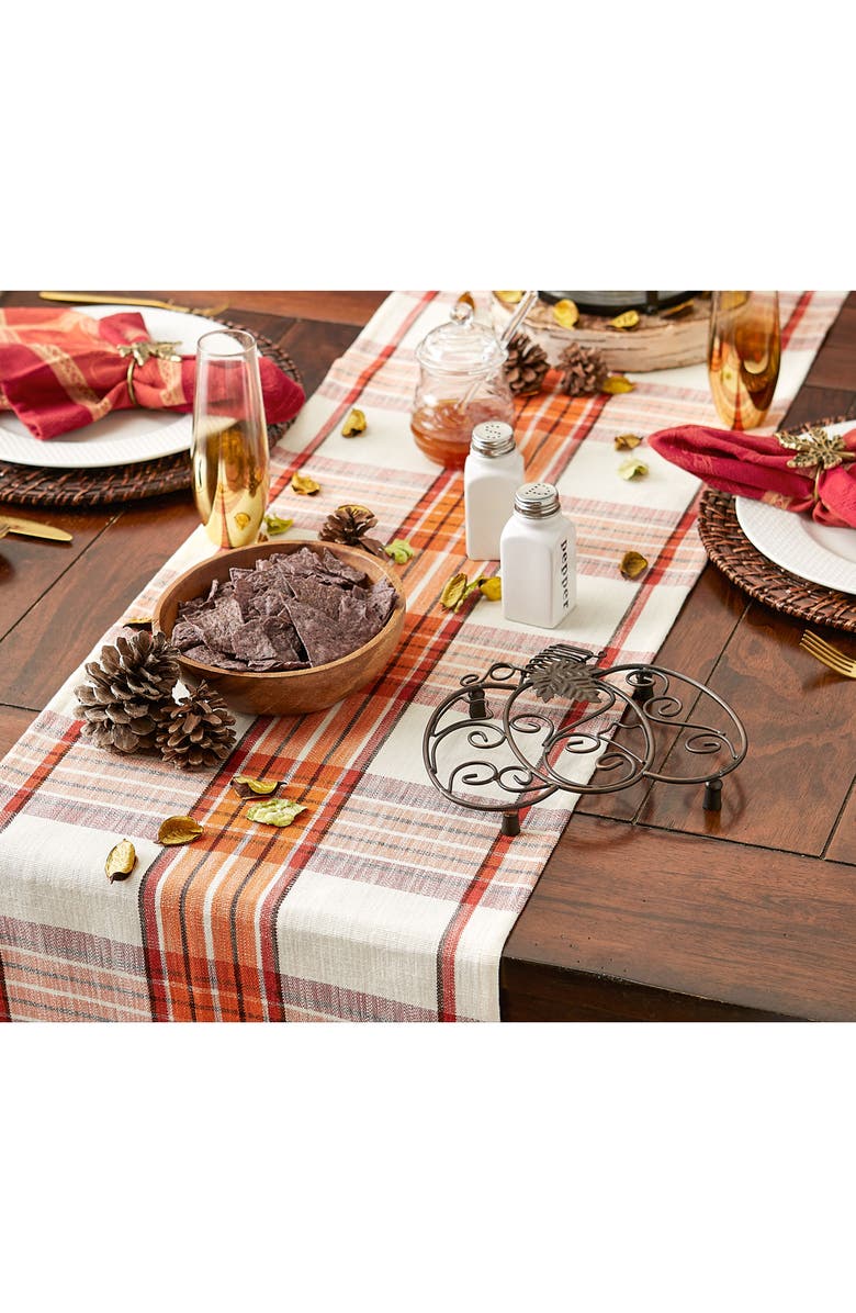 Design Imports Pumpkin Spice Plaid Table Runner, Alternate, color, Pumpkin Spice Orange