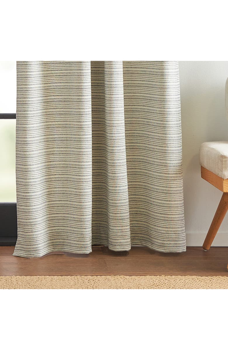 DKNY Pure Stream Set of 2 Stripe Cotton Curtain Panels, Alternate, color, White/ Blue