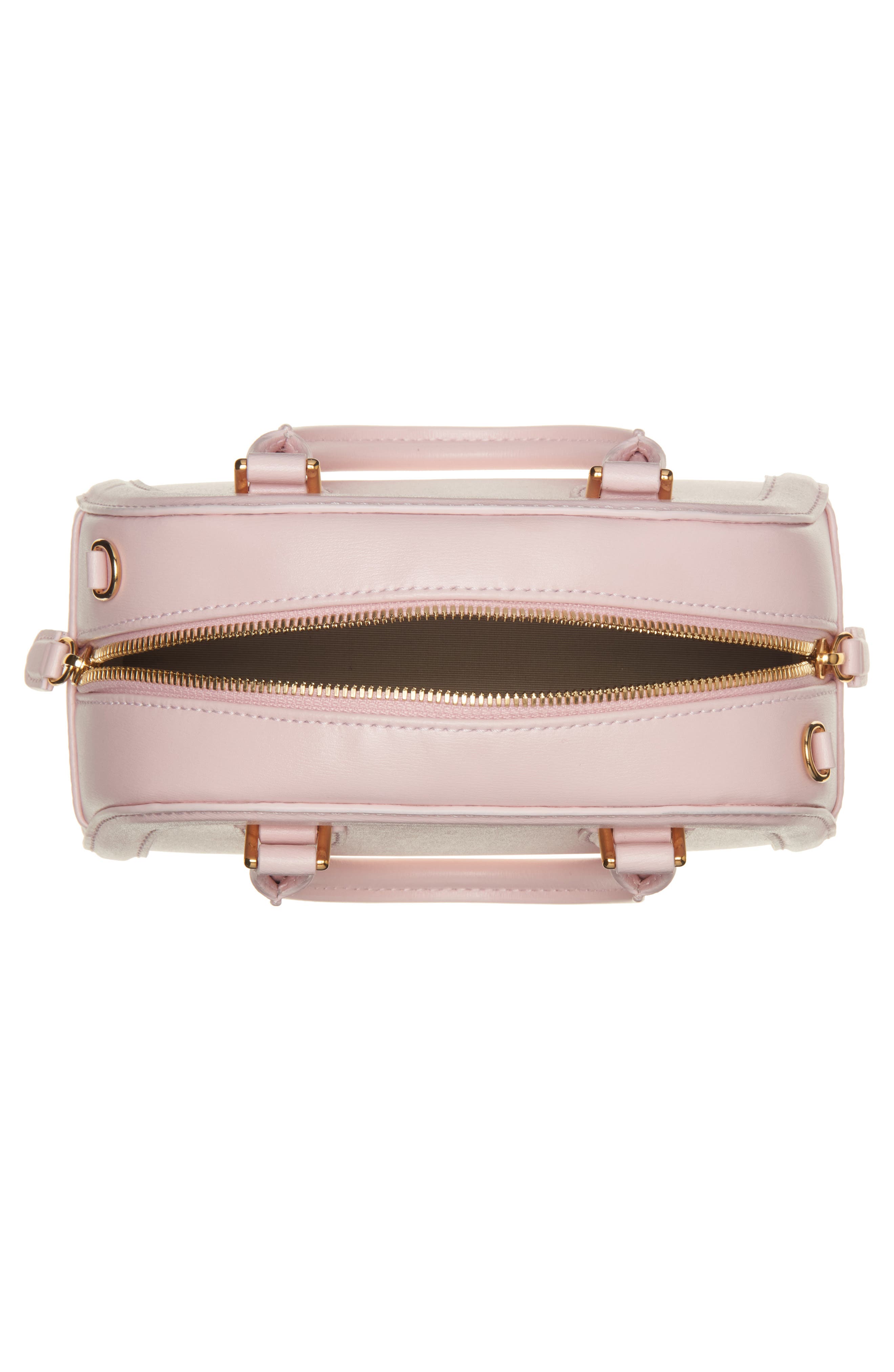 McQueen Mini Birdee Boston Handbag, Alternate, color, Rose/ Gold