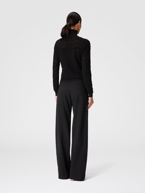 Shop Missoni Viscose And Wool Turtleneck With Tone-on-tone Zigzag In Black