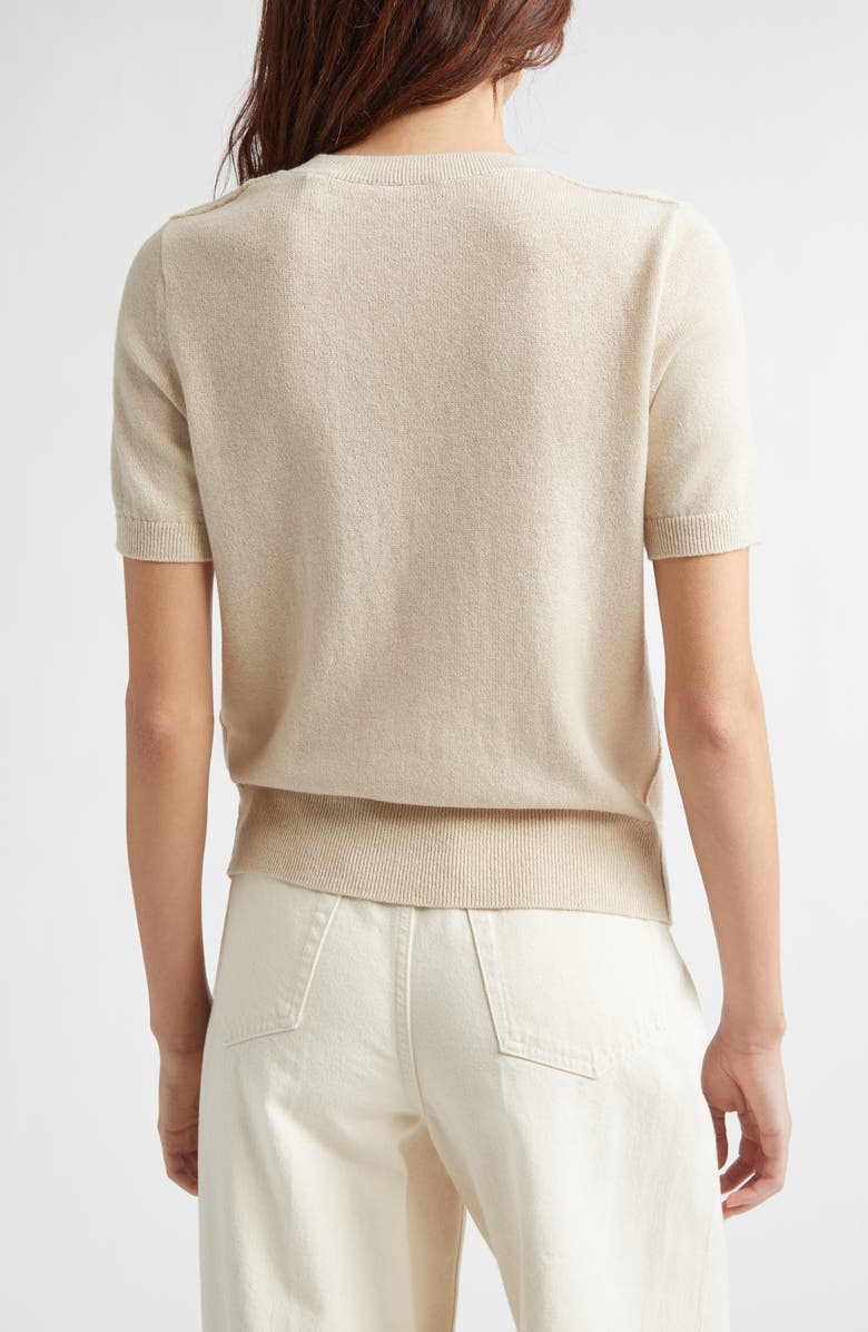Burberry EKD Short Sleeve Wool & Cotton Sweater, Alternate, color, Easel Beige