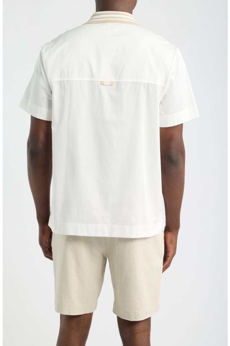 Senna Ribbed Collar Cotton Camp Shirt, Alternate, color, IVORY- 10