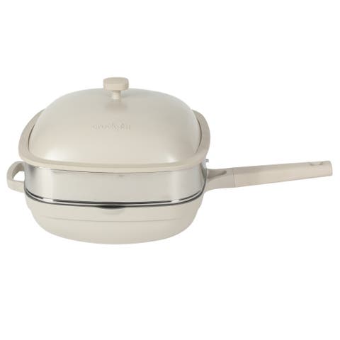 Northvale Ceramic Nonstick Cast Aluminum Sauté Pan with Steamer Basket and Lid