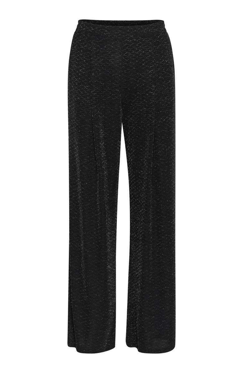 Kaffe Kaellie Glitter Jersey Wide Leg Trousers, Alternate, color, Black Glitter Jersey